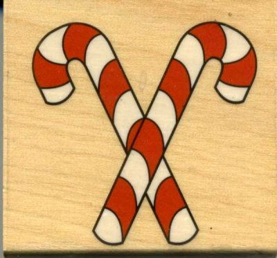 Wood Mounted Rubber Stamp - Candy Canes
